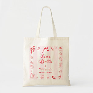 Bolso De Tela Ciao Bella Italiano Rosa Rojo Favor de Despedida d