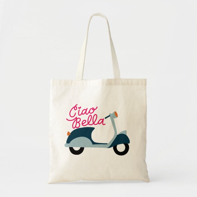 Bolso De Tela Ciao Bello Scooter Hand Lettered (Frente)