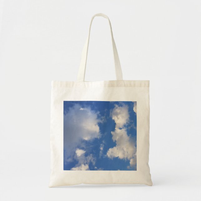 Bolso De Tela Cielo azul de moda y nubes cúrcutas (Frente)