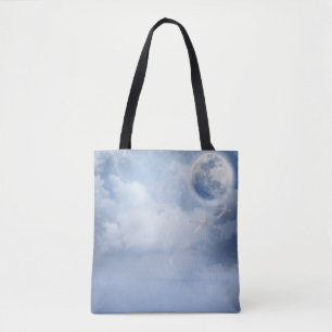Bolso De Tela Cielo azul mágico con cisnes voladores