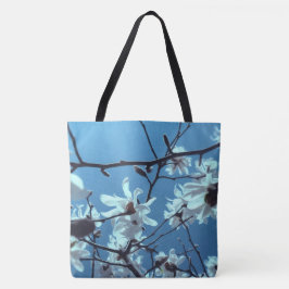 Bolso De Tela Cielo azul magnético blanco