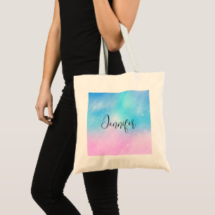Bolso De Tela Cielo de gradiente rosa y azul pastel