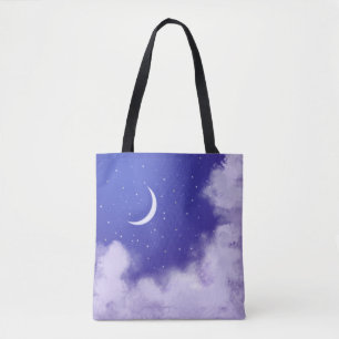 Bolso De Tela Cielo nocturno de ensueño con luna creciente