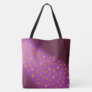 Bolso De Tela Cielo nocturno de hojas y Rosas de otoño