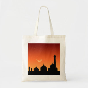 Bolso De Tela Cielo nocturno de la mezquita de Silhouette - Tote