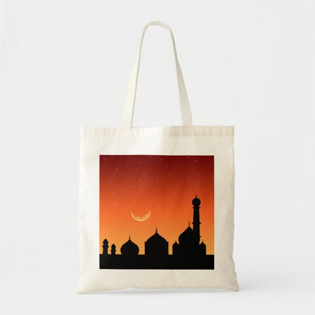 Bolso De Tela Cielo nocturno de la mezquita de Silhouette - Tote (Frente)
