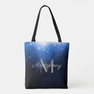 Bolso De Tela Cielo nocturno estrellado, Monograma/Nombre de las