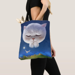Bolso De Tela Cielo nocturno soñado con gato