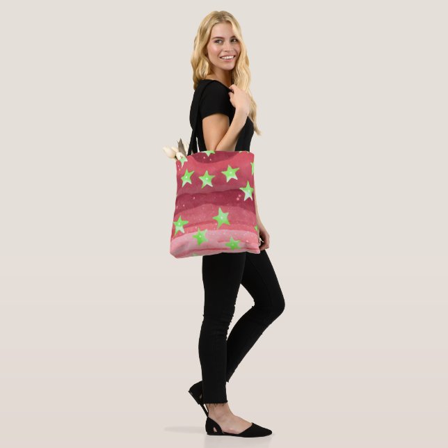 Bolso De Tela cielo rojo con estrellas (Puesto)