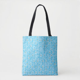 Bolso De Tela Cielo Suave Azul y Blanco Patrón Floral Acuarela D