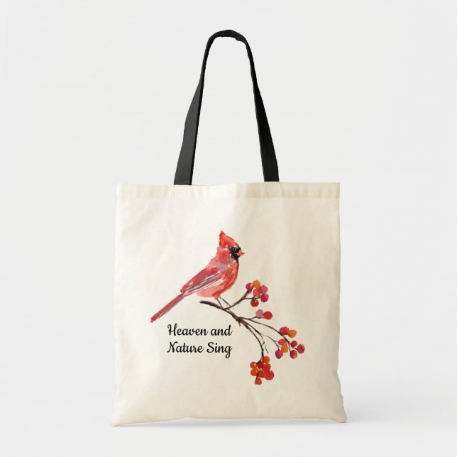 Bolso De Tela Cielo y naturaleza cantan festividad del cardenal  (Frente)