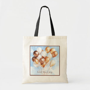 Bolso De Tela Cielos Azules Globos Blancos Dorados