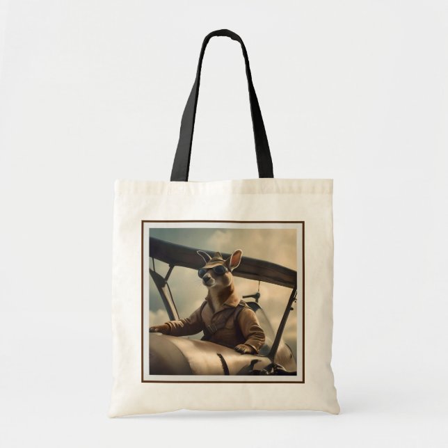 Bolso De Tela "Cielos de época: El piloto canguro en el viejo av (Frente)