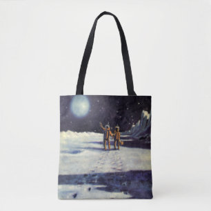Bolso De Tela Ciencia Ficción Vintage Astronauta Alienígenas en