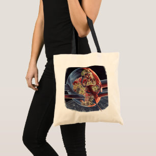 Bolso De Tela Ciencia Ficción Vintage Astronauta Cohete Nave Esp