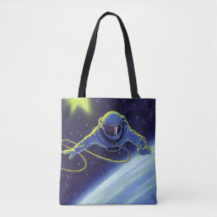Bolso De Tela Ciencia ficción vintage astronauta en un paseo esp