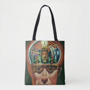Bolso De Tela Ciencia Ficción Vintage, Cerebro Alien en Laborato