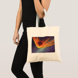 Bolso De Tela Ciencia ficción vintage, cohete brillante en el es