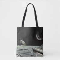 Ciencia ficción vintage, naves espaciales luna pla