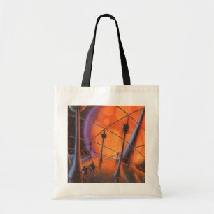 Bolso De Tela Ciencia ficción vintage, sol naranja y extraterres