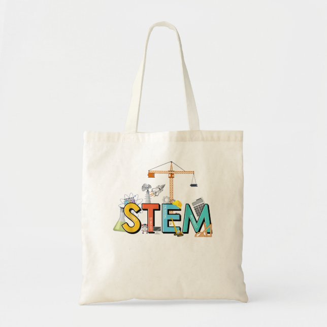 Bolso De Tela Ciencia Tecnología Ingeniería Matemáticas STEM (Frente)