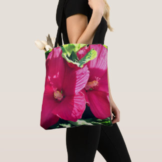 Bolso De Tela Cierre de pares de flores rojas hibiscus