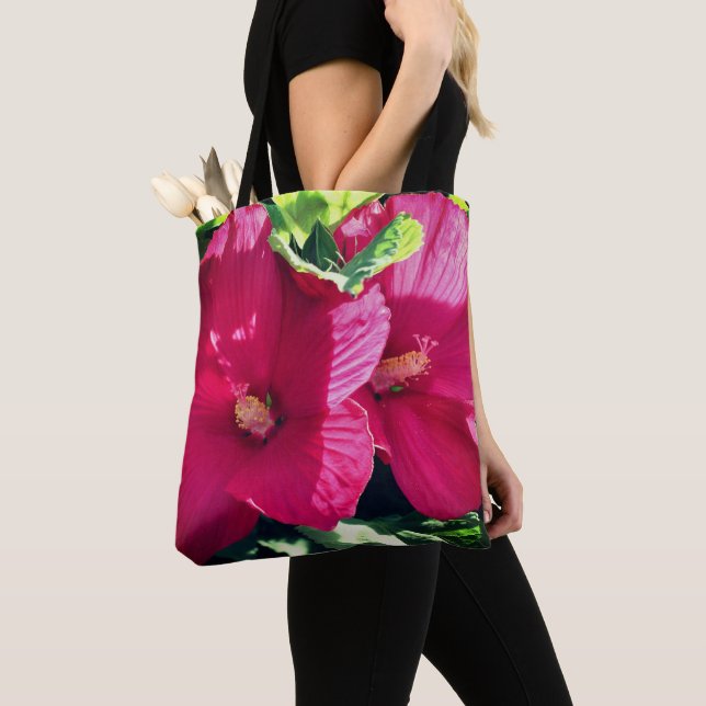 Bolso De Tela Cierre de pares de flores rojas hibiscus (Detalle)