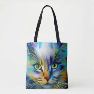 Bolso De Tela Cierre de un gatito siamés colorido