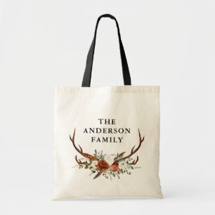 Bolso De Tela ciervo floral acuarela terracota moderno elegante