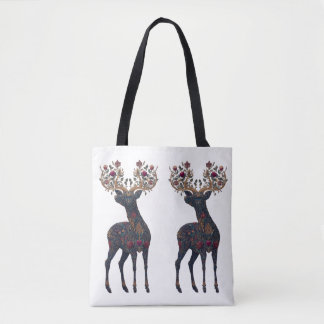 Bolso De Tela Ciervo floral cósmico real