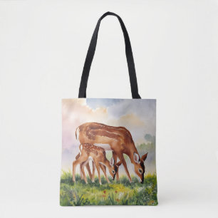 Bolso De Tela Ciervo Pintado Mamá y Bebé