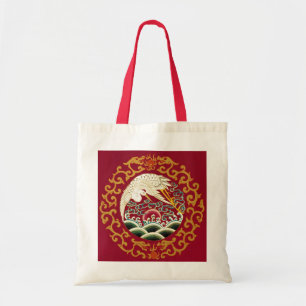 Bolso De Tela Cigüeña y dragón chinos