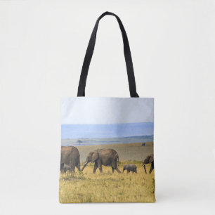 BOLSO DE TELA CINCO ELEFANTES EN GRASA MARRONA