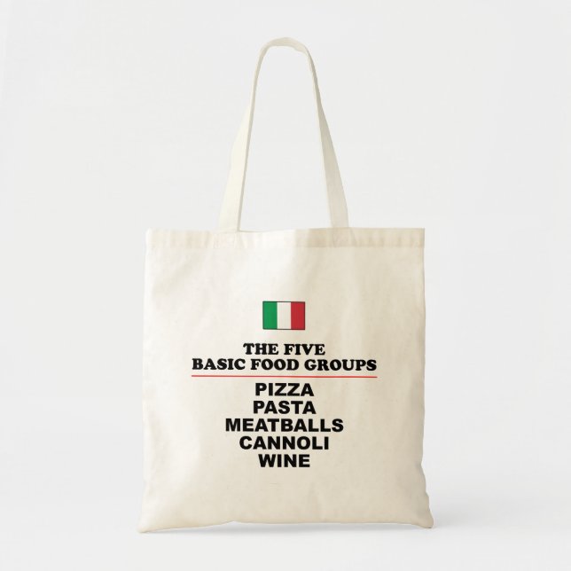 Bolso De Tela Cinco grupos de alimentos básicos de Italia (Frente)