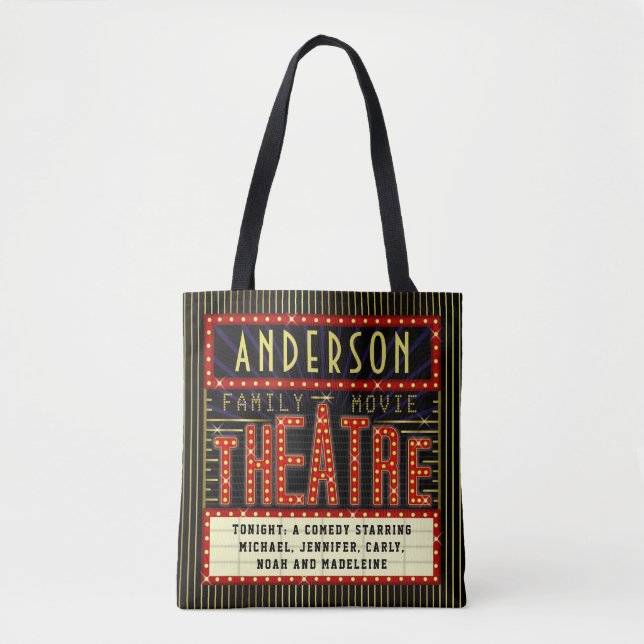 Bolso De Tela Cine de cine Marquee Personalizado (Anverso)