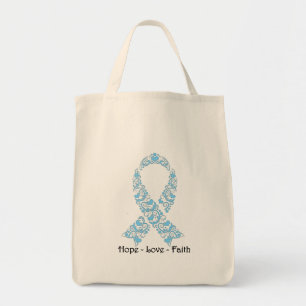 Bolso De Tela Cinta azul clara de la conciencia de la esperanza