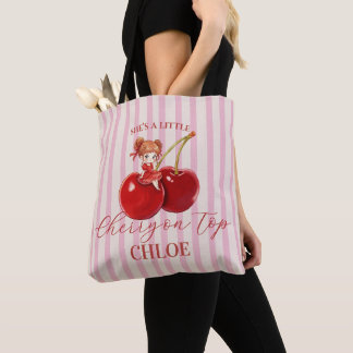 Bolso De Tela Cinta Coqueta de Cereza Dulce [Nombre Editable] Ro