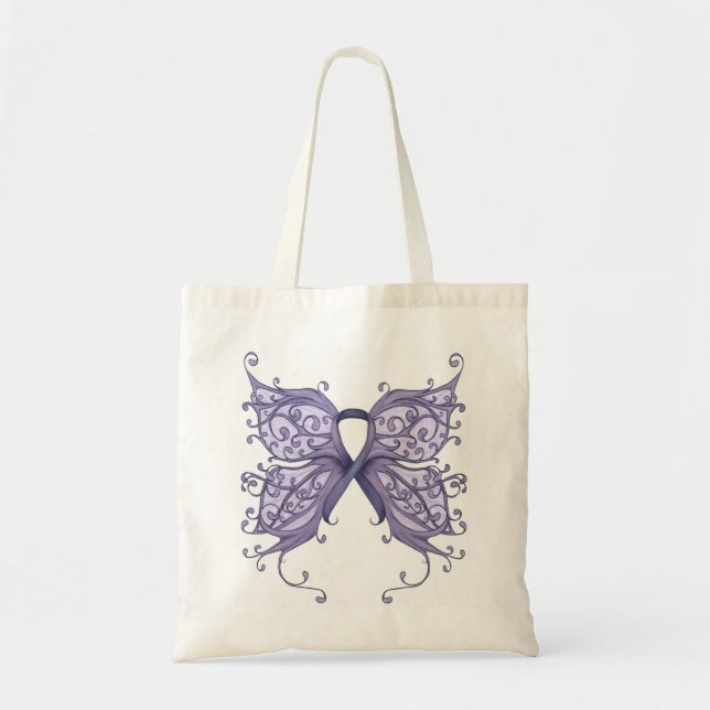 Bolso De Tela Cinta de Cáncer Periwinkle con alas de mariposa (Frente)