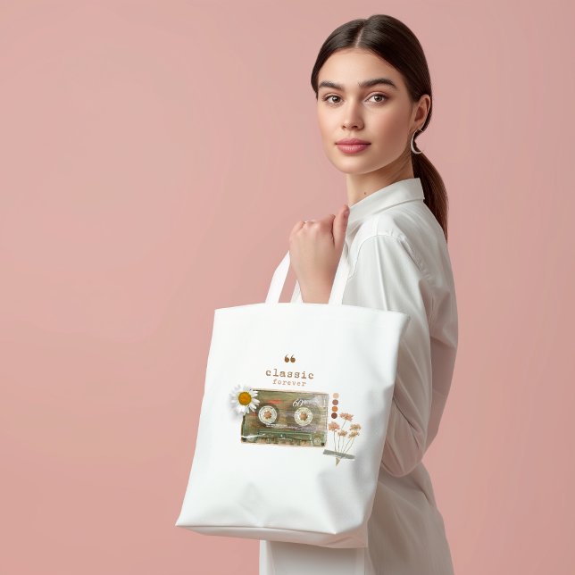 Bolso De Tela Cinta de cassette y flores antiguas (Subido por el creador)