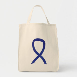 Bolso De Tela Cinta de conciencia azul oscuro Personalizado Tote