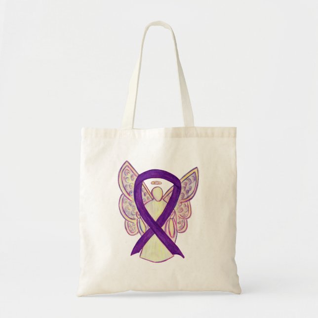 Bolso De Tela Cinta de conciencia púrpura Personalizado Art Tote (Frente)