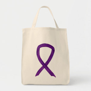 Bolso De Tela Cinta de conciencia púrpura Personalizado Art Tote