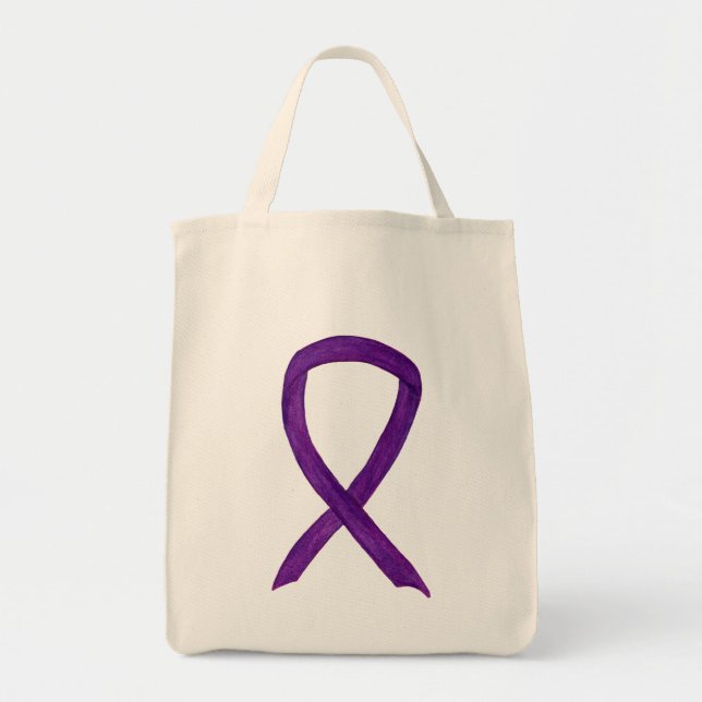 Bolso De Tela Cinta de conciencia púrpura Personalizado Art Tote (Frente)