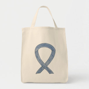 Bolso De Tela Cinta de concientización gris Personalizado de art