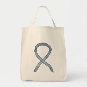 Bolso De Tela Cinta de concientización gris Personalizado de art