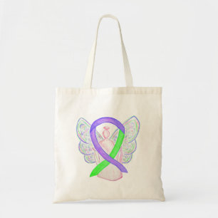 Bolso De Tela Cinta de concientización verde púrpura y ligera pa