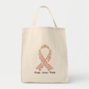 Bolso De Tela Cinta de la conciencia del melocotón de la