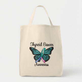 Bolso De Tela Cinta de la mariposa del cáncer de tiroides
