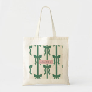 Bolso De Tela Cinta de Lazo Verde Elegante Personalizada
