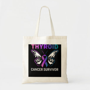 Bolso De Tela Cinta de mariposa Sobreviviente de Cáncer Tiroide